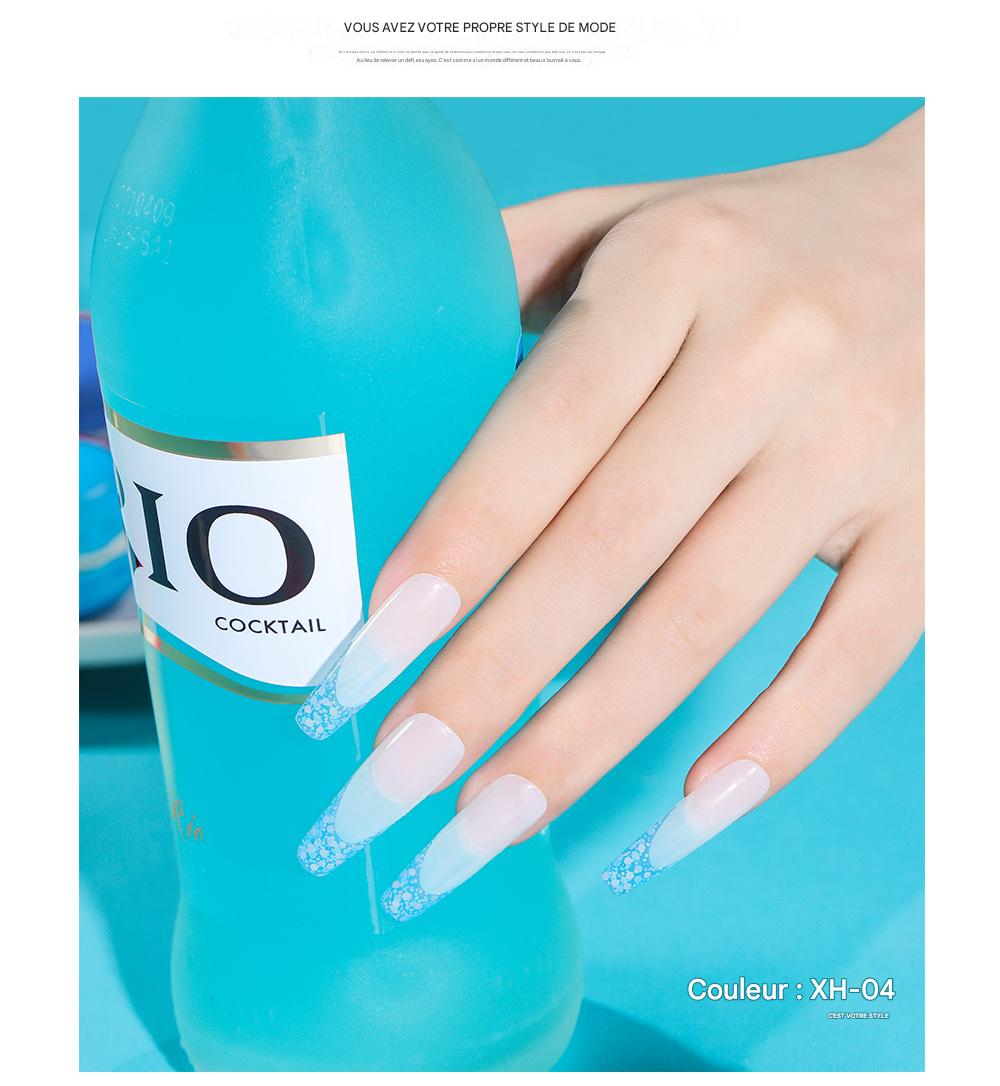 Semi-Permanent Varnish with Shimmering Snow Effect Peach Ref XH-05 - Subtle Shine and Hassle-Free Removal