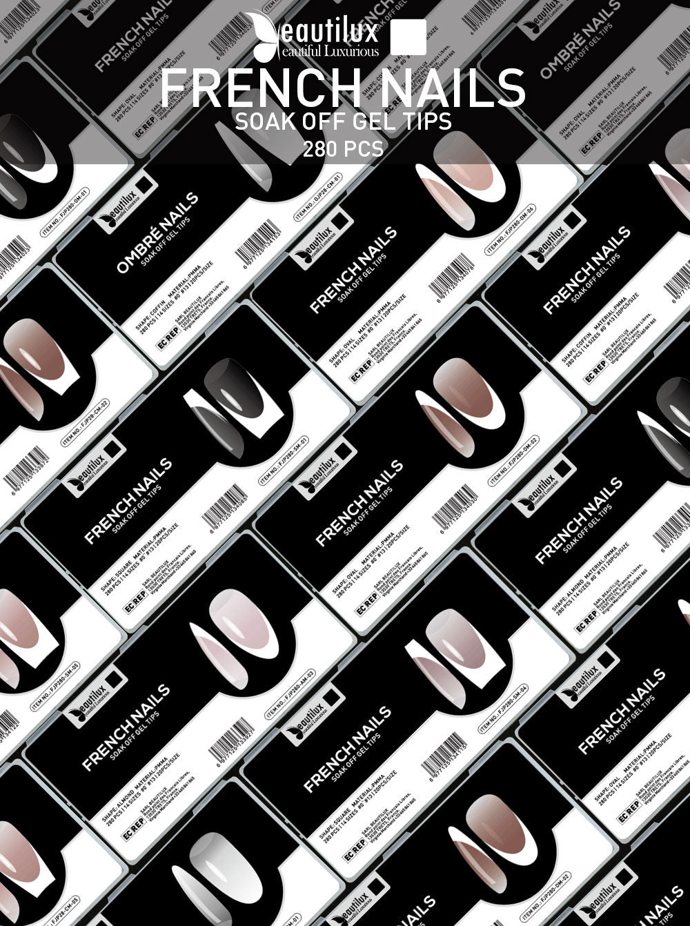 Capsules Ongles Beautilux – Pose Américaine Ombre ou French – 280 pièces