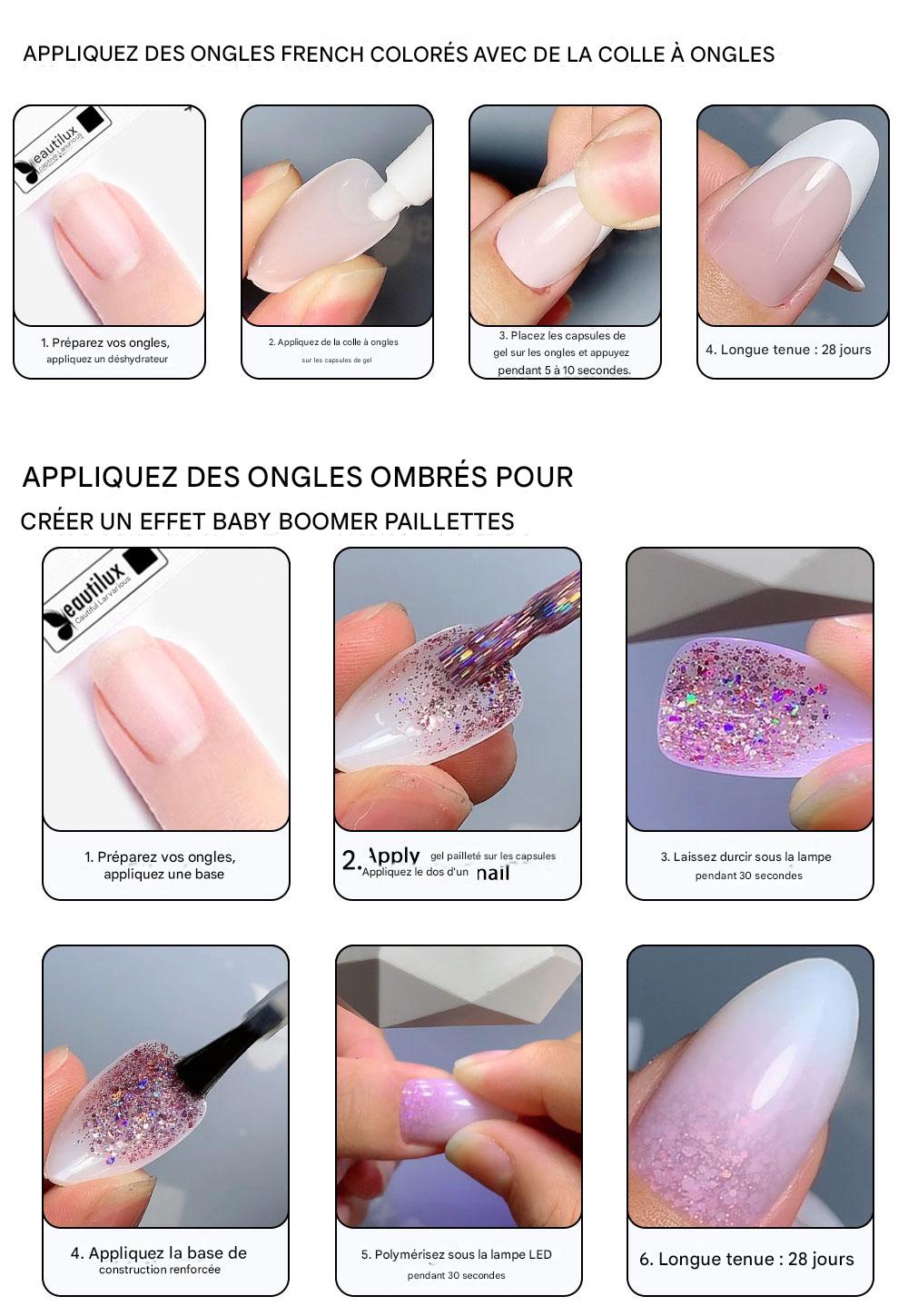 Capsules Ongles Beautilux – Pose Américaine Ombre ou French – 280 pièces