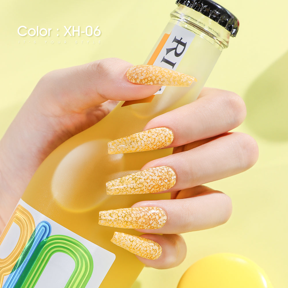 Semi-Permanent Varnish with Shimmering Snow Effect Peach Ref XH-05 - Subtle Shine and Hassle-Free Removal