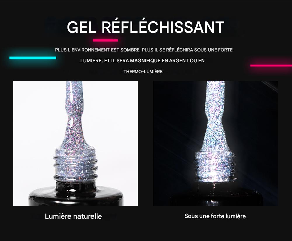 Vernis Gel Semi-Permanent 2-en-1 Beautilux – Réfléchissante brillante pailletée – 10ml
