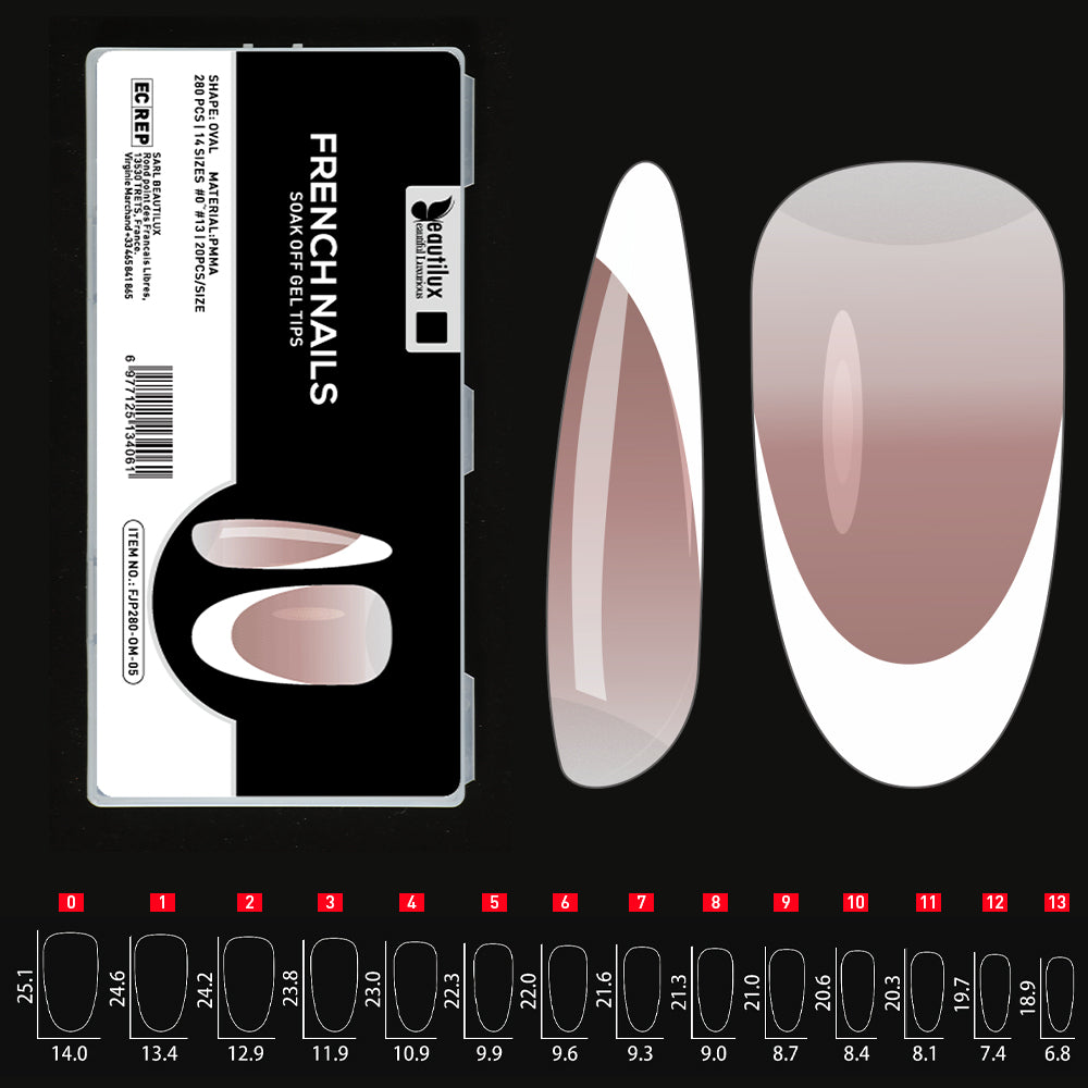 Beautilux French Nails - Soak Off Gel Tips FJP280-OM-05