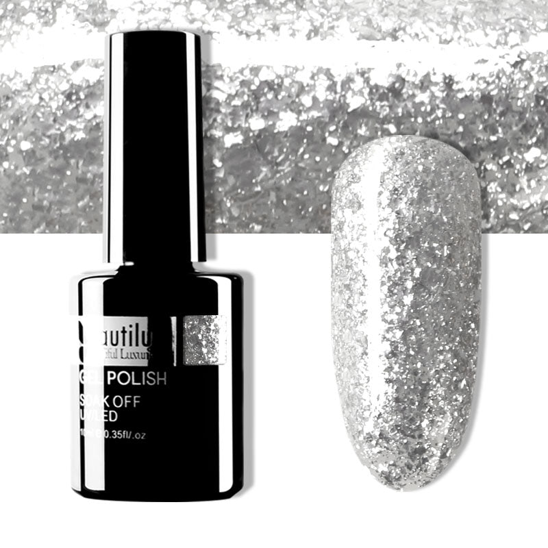 Vernis Gel Semi-Permanent Pailleté – Diamond Platinum Color Beautilux – 10ml