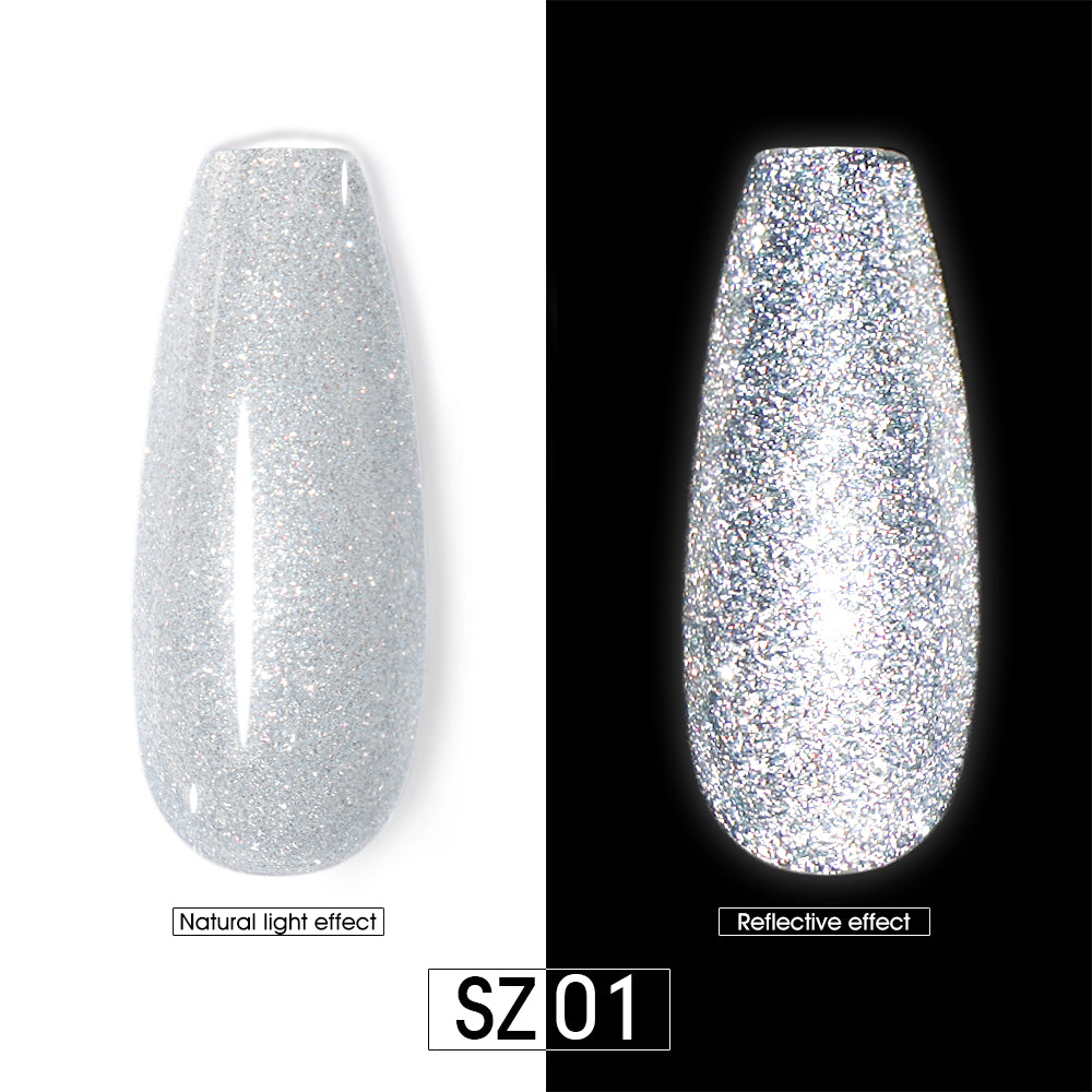 Vernis Gel Semi-Permanent 2-en-1 Beautilux – Réfléchissante brillante pailletée – 10ml