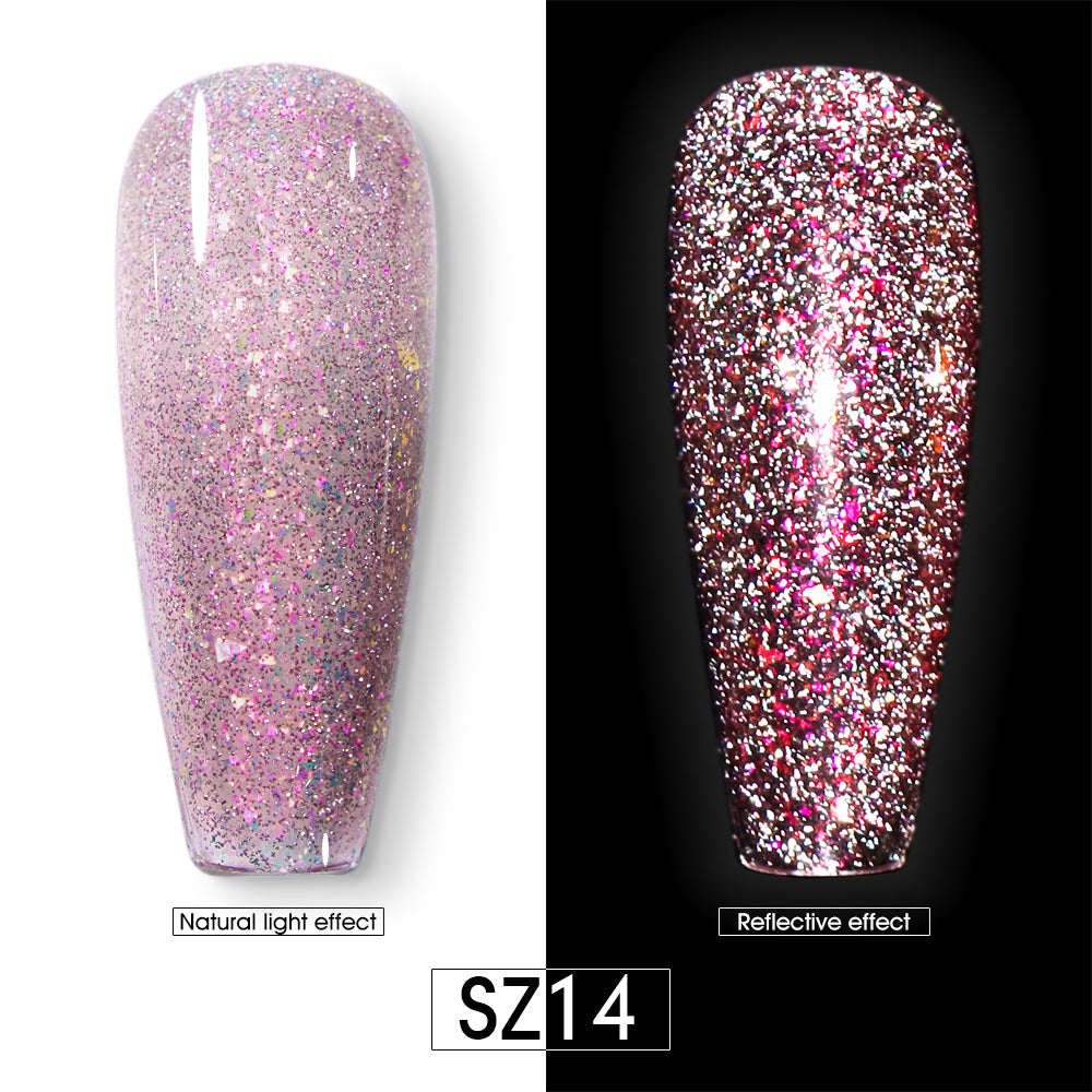 Vernis Gel Semi-Permanent 2-en-1 Beautilux – Réfléchissante brillante pailletée – 10ml