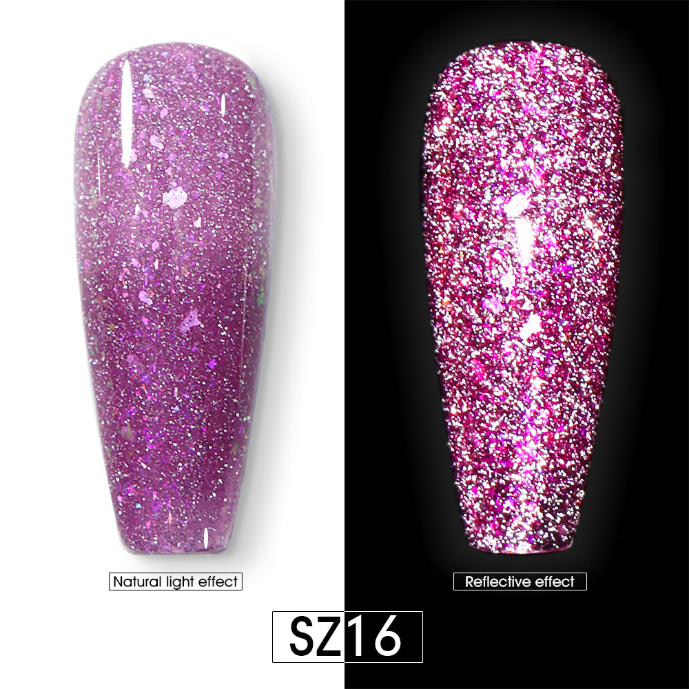 Vernis Gel Semi-Permanent 2-en-1 Beautilux – Réfléchissante brillante pailletée – 10ml