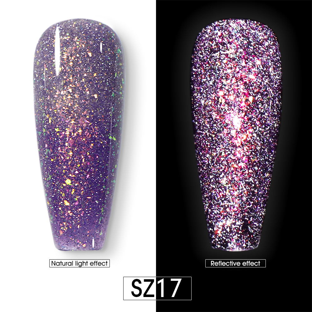 Vernis Gel Semi-Permanent 2-en-1 Beautilux – Réfléchissante brillante pailletée – 10ml