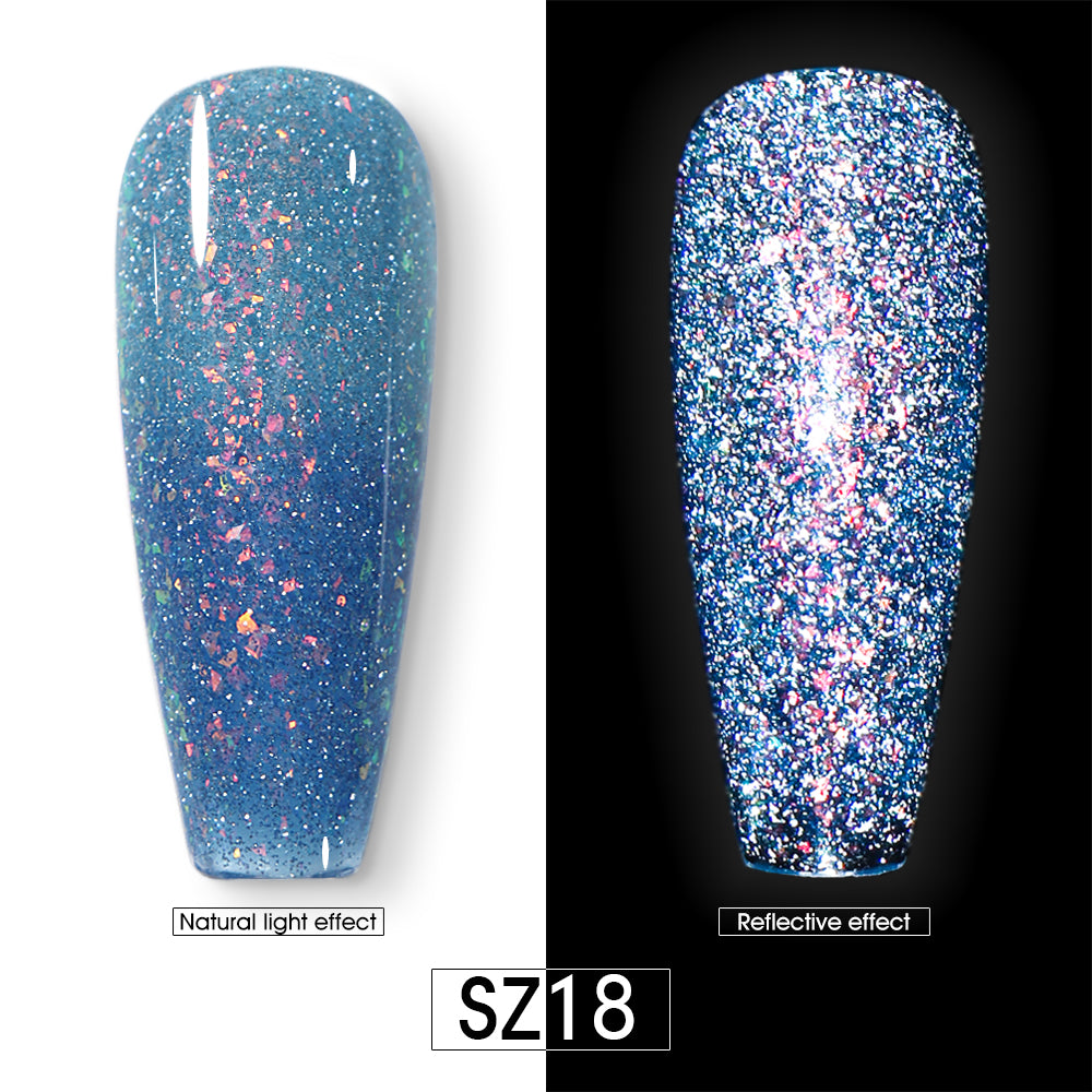 Vernis Gel Semi-Permanent 2-en-1 Beautilux – Réfléchissante brillante pailletée – 10ml