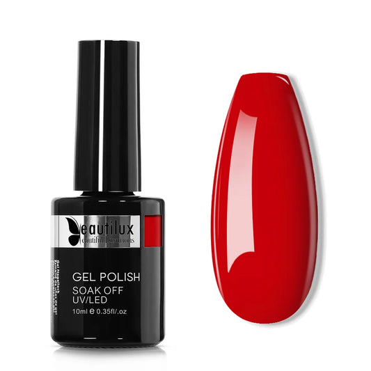 Vernis Gel Semi-Permanent Beautilux B-006 - Rouge Vibrant pour une Manucure Éclatante