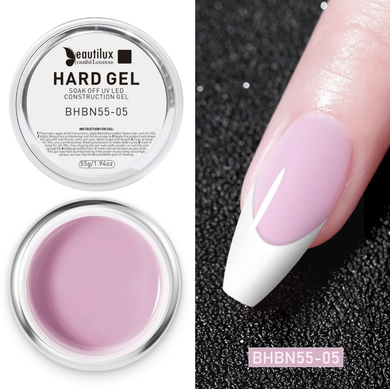 Gel UV de Construction BHBN55-05, texture autolissante et sans limage, une véritable révolution pour les stylistes ongulaires