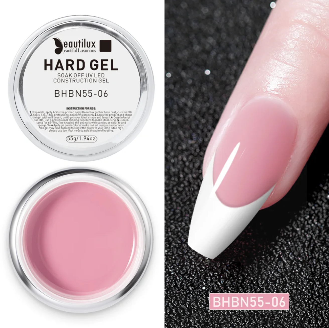 Gel UV de Construction BHBN55-06, texture autolissante et sans limage, une véritable révolution pour les stylistes ongulaires