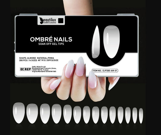 OJP280-AM-01 Ombré Nails Beautilux – Die professionelle Wahl für perfekte Nägel. Amerikanische Kapseln in Mandelform