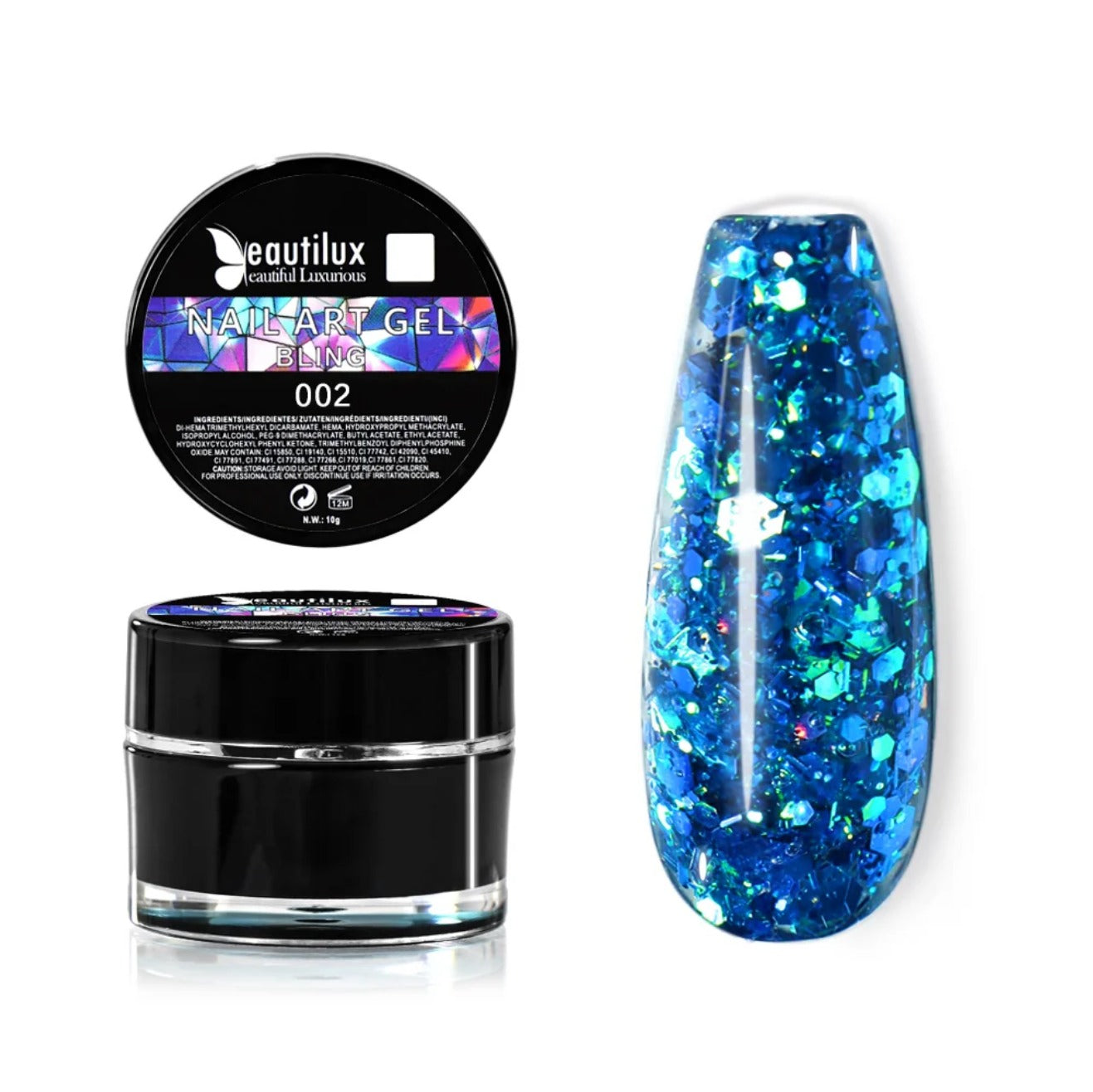 Nail Art Gel BLING Beautilux BHCD-02: Die Essenz der blauen Ausstrahlung für einen französischen umgekehrten Glamour