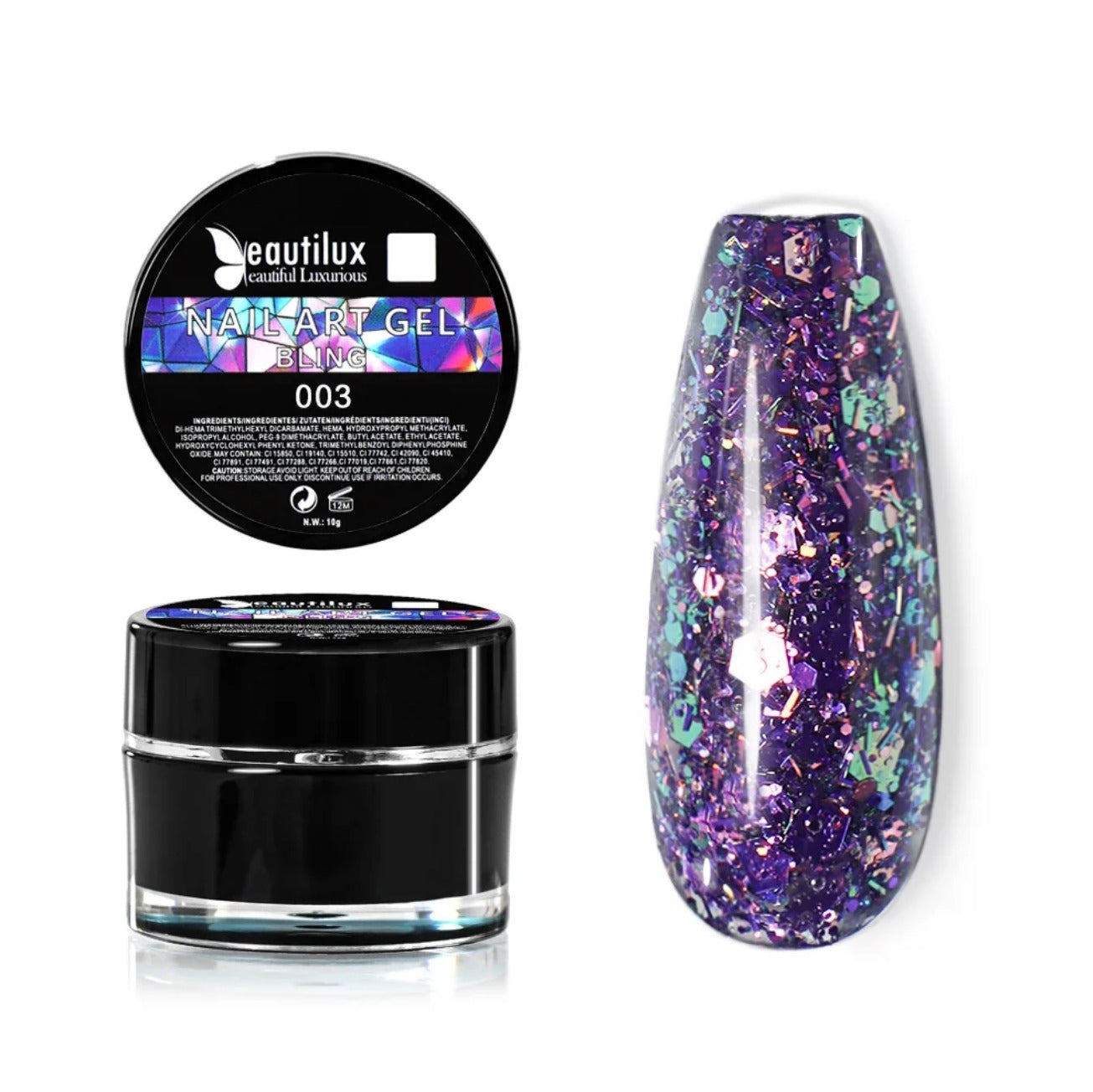 Nail Art Gel BLING Beautilux BHCD-03: Der intensive Glanz von Violett für einen erhabenen French-Touch