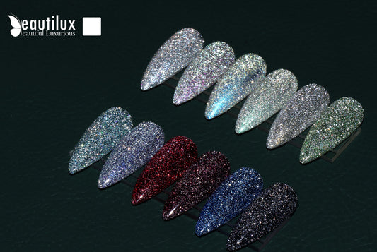 Vernis Gel Semi-Permanent 2-en-1 Beautilux – Réfléchissante brillante pailletée – 10ml