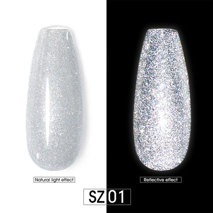 Vernis Gel Semi-Permanent 2-en-1 Beautilux – Réfléchissante brillante pailletée – 10ml