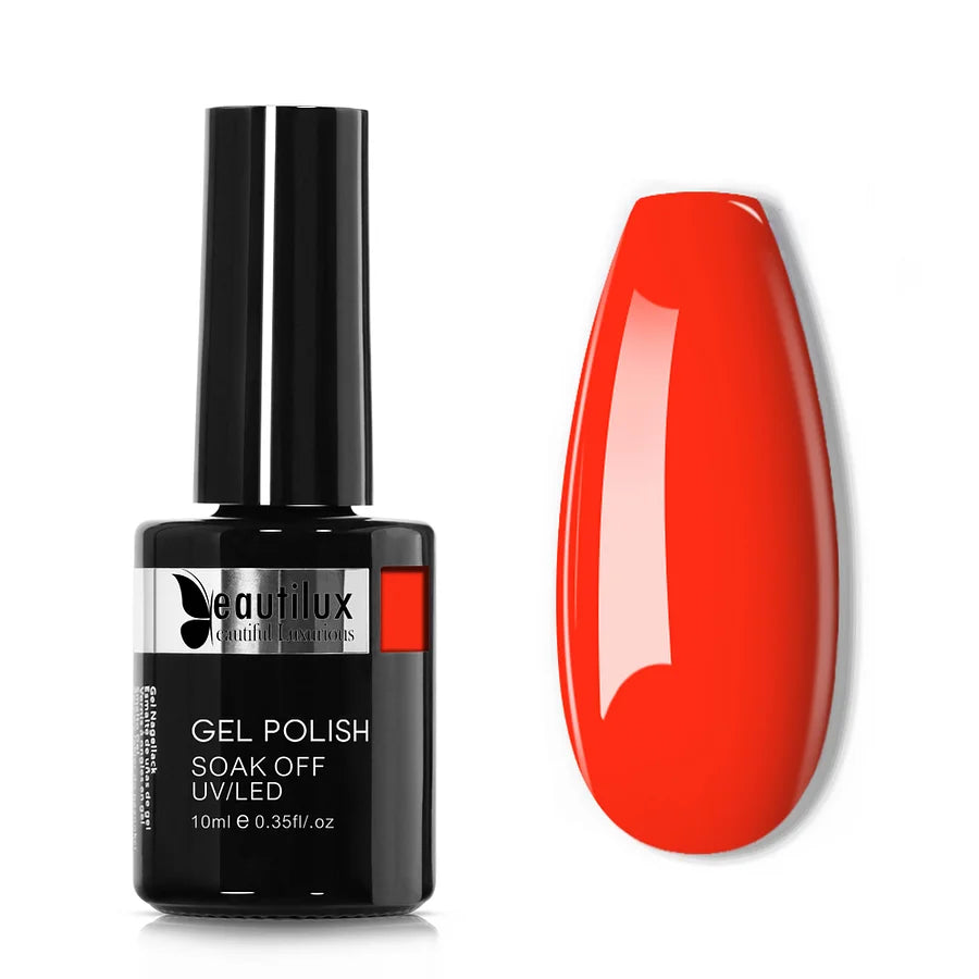 Vernis Gel Semi-Permanent Beautilux B-002 - Rouge Éclatant pour un Style Audacieux