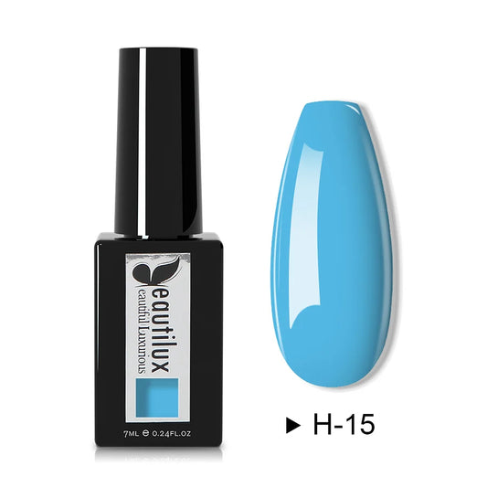 Vernis Semi-Permanent Beautilux H-15 "Bleu Azur" - Manucure Hypoallergénique pour Peaux Sensibles